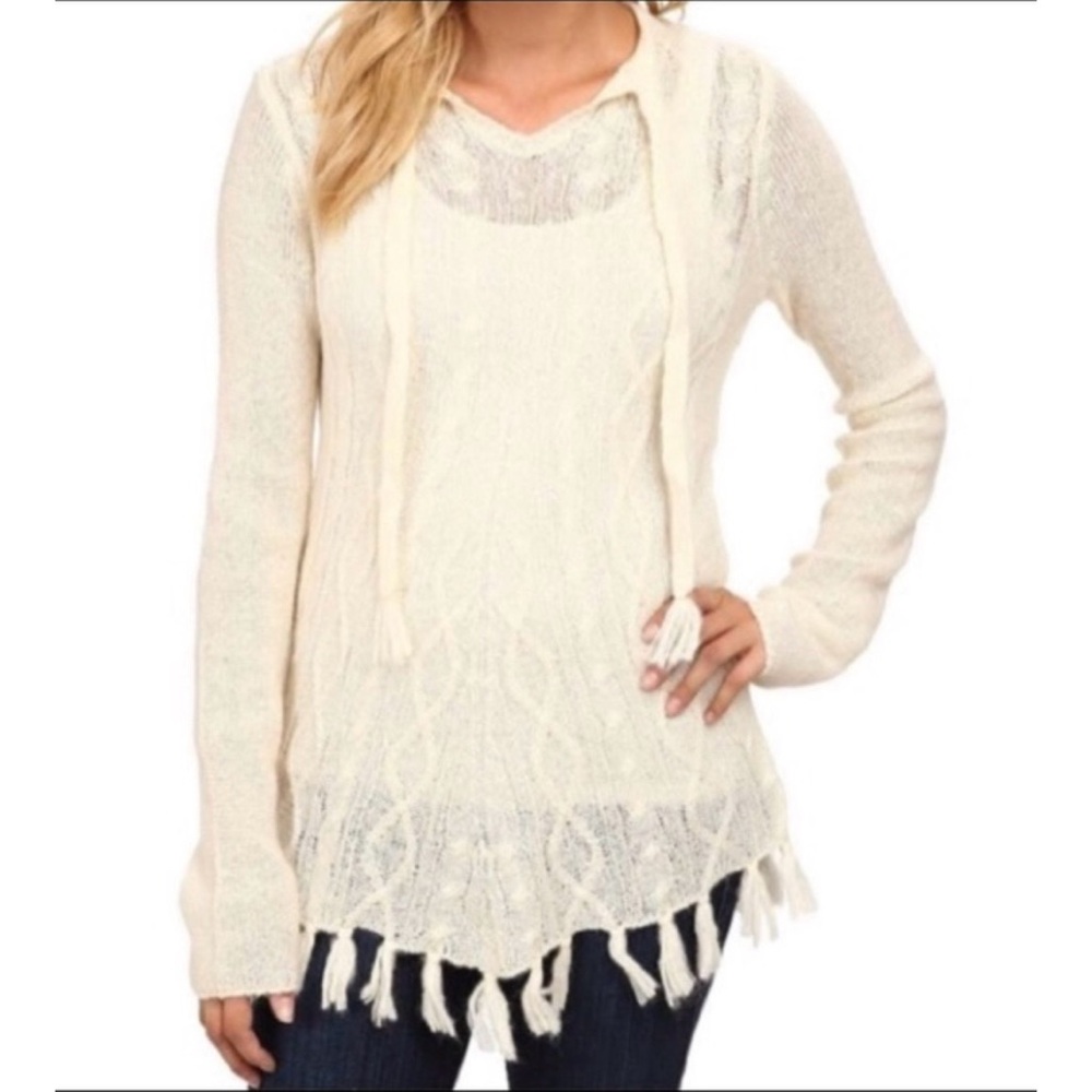 Prana Shelby Fringe Knit Poncho Sweater